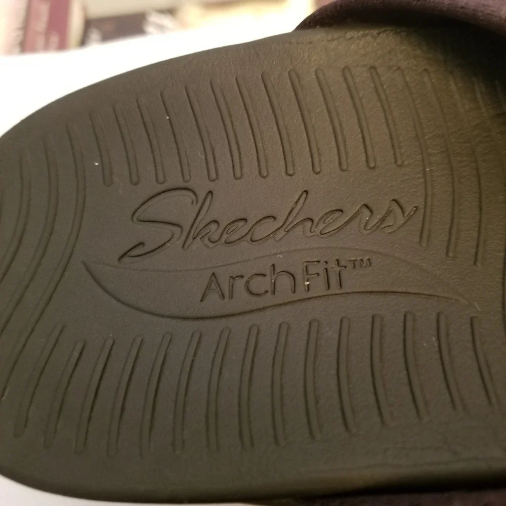 Skechers Arch Fit Black Knotted Fabric Thong Sandals Womens 119247 Size 10